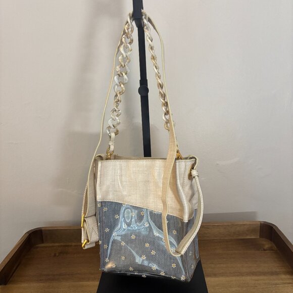 Hammitt Davis Small Undercover Daisy Cream Blue Vintage '21 Crossbody w Dust Bag - Picture 5 of 14